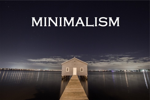 house on a lake; text overlay: minimalism